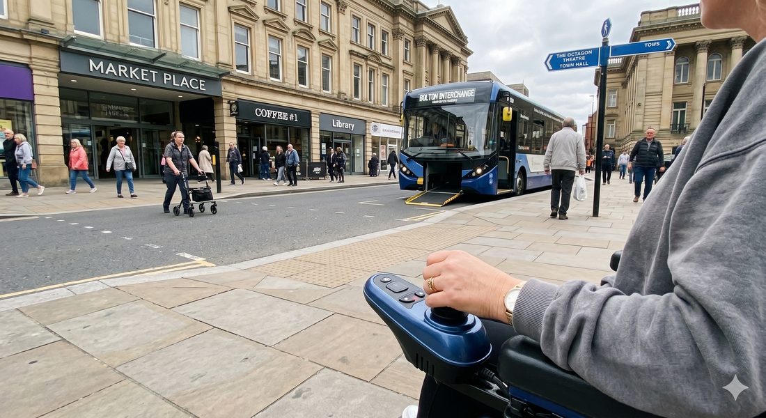 Powerchair access Bolton town centre 