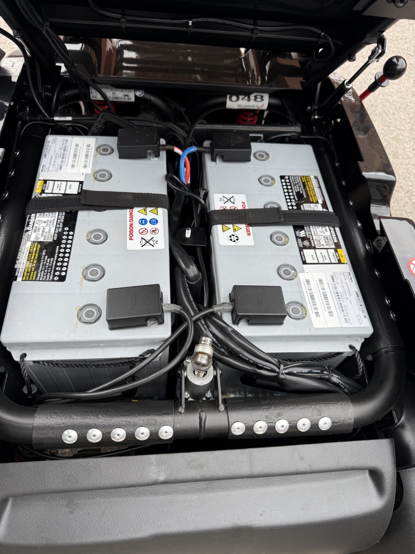 Replacement batteries on a powered wheelchair